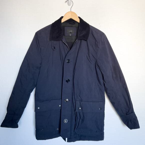 J Crew Jacket Coat Mens Small Highland Rip Stop Barn Navy Blue Ripstop Corduroy - Picture 1 of 8